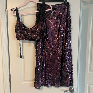 Free People Purple Sequin Two-Piece Set